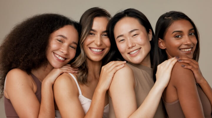 diverse group of smiling women