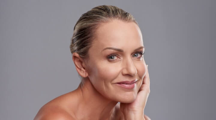 mature woman with glowing skin